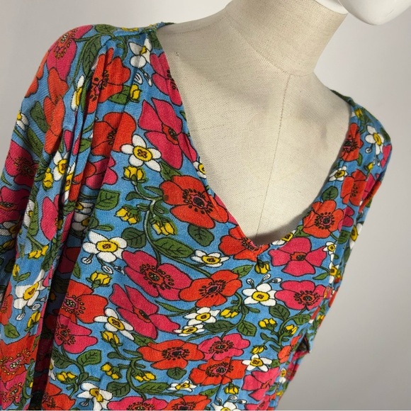 ❤️ COMPANIA FANTASTICA Floral V-Neck Long Sleeve Top S - Picture 4 of 12
